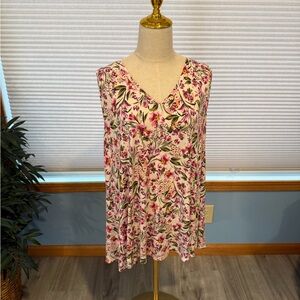 Lane Bryant Floral Tank Top - Pink and Green